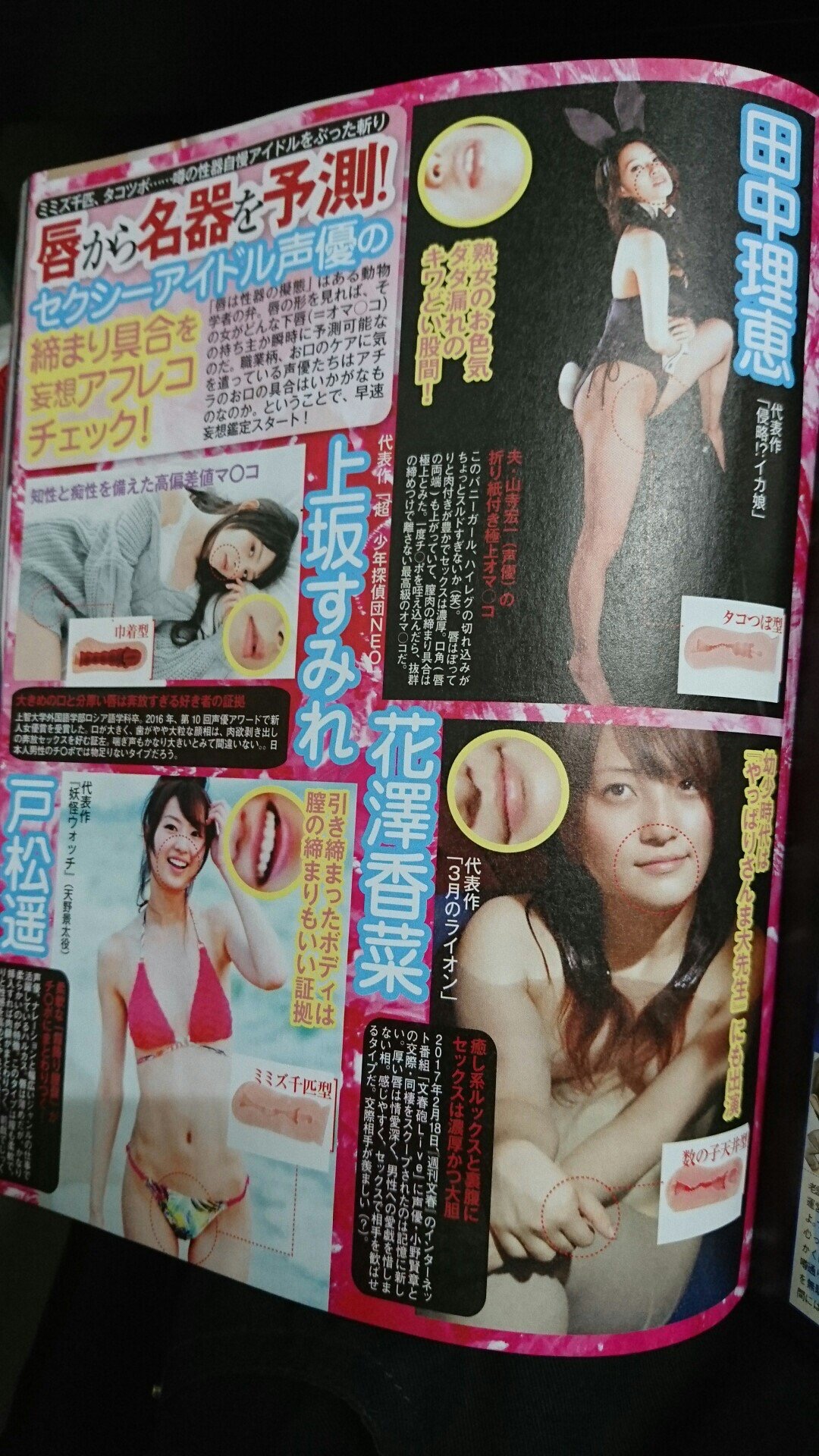 アイドル声優のまんこを唇の形で予測し解説したマジキチな雑誌 エロリアン